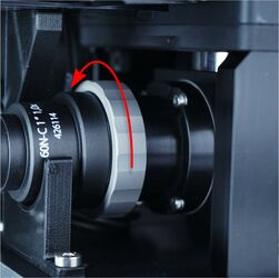 To align the camera with your desired orientation, loosen the C-Mount lock ring.
