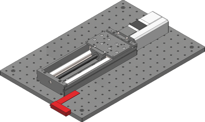 Using the included machinist's square, align the X-axis stage to an edge of the breadboard or other reference edge.
