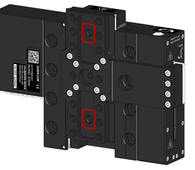 Optional: For precision alignment, payloads can be aligned to the stage using a pair of 6 mm dowel pins inserted into the indicated holes.