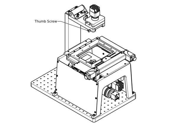 Loosen the thumb screw on the left of the MLT.