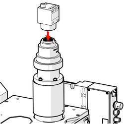 Remove the dust cap off the camera C-Mount threads. Screw the camera securely onto the C-Mount threads.
