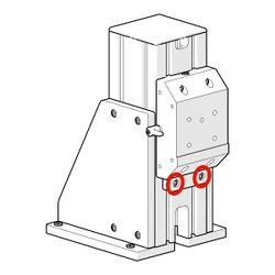 Loosen the screws securing the safety stop