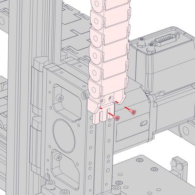 Attach the other end to the pulley housing with 2 x M3 countersink screws.