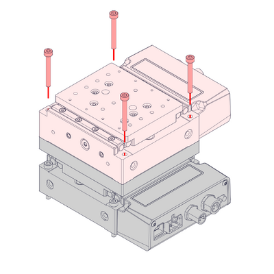Attach the Y-axis DMA using 4x M3x25 mm screws.