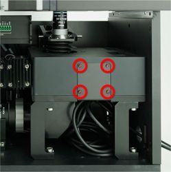 Remove the MVR side panel. Remove the four screws on the filter cube turret door.