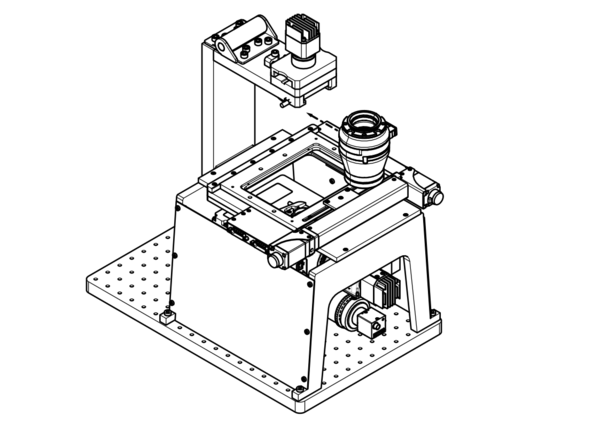 Remove the Zeiss or Nikon condenser from its packaging and install it in the MLT by lining up the lip on the top of the condenser with the slot in the MLT and pushing it in firmly. The Zeiss condenser will click into place.
