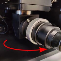 Rotate the camera tube lens and mount assembly 90&deg.