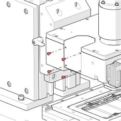 Remove the four screws on the filter cube turret door.