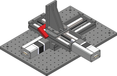 Using the included machinist's square, align the angle bracket to the Y-axis stage.