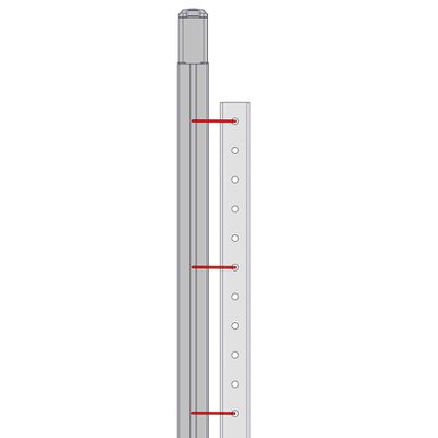 Install roll-in M8 T-nuts into the bottom of each of the Y-axis stages. Space the T-nuts along travel using every 5th hole in the AP244 (you may wish to make markings on the Y-axis stage(s) with a pen to align the T-nut and hole locations). To maintain mounting symmetry, add fasteners starting at each end and use smaller spacing in the middle. Bracing should be centered on the length of the LC40.