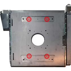Align the mounting holes on the X-ASR305 XY Stage with the holes on the mounting plates and ensure the it has seated correctly. Moving the stage to expose the screw holes using the same process described for X-ASR100 assembly.