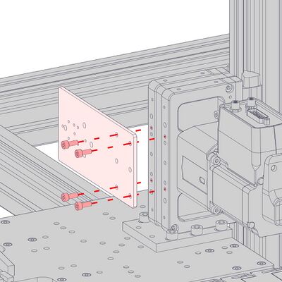 Attach the AP238 plate to the Z-axis pulley housing using the provided M4 x 8 screws and the 3 mm hex key.