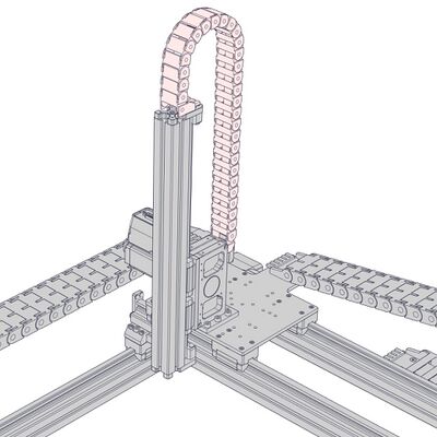 The cable guides should be mounted to the LC40C as shown, with the rotated end attaching to the end of the column and the other straight end attaching to the pulley housing.