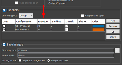 Configuring per-channel exposure offsets