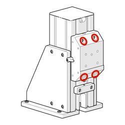 Loosen the screws holding the MKR mounting block to the MTR upright column by one turn only.