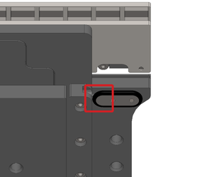 This bump stop has the long end pointing inwards. Flipping it will increase the travel limit by 5 mm.