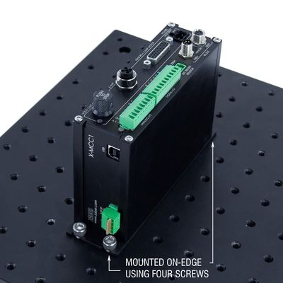 If desired, mount the X-MCC controller. See instructions in the X-MCC User Manual. Note: Ensure the E-stop connector is reconnected with either the 'E-stop off' jumper or an E-stop (such as the ES01) to ensure controller function.